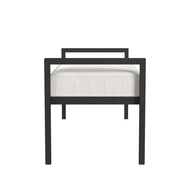 HomePop Modern Metal Bench Cream: Rectangle Upholstered Indoor Bench, End of Bed Seating, Polyester