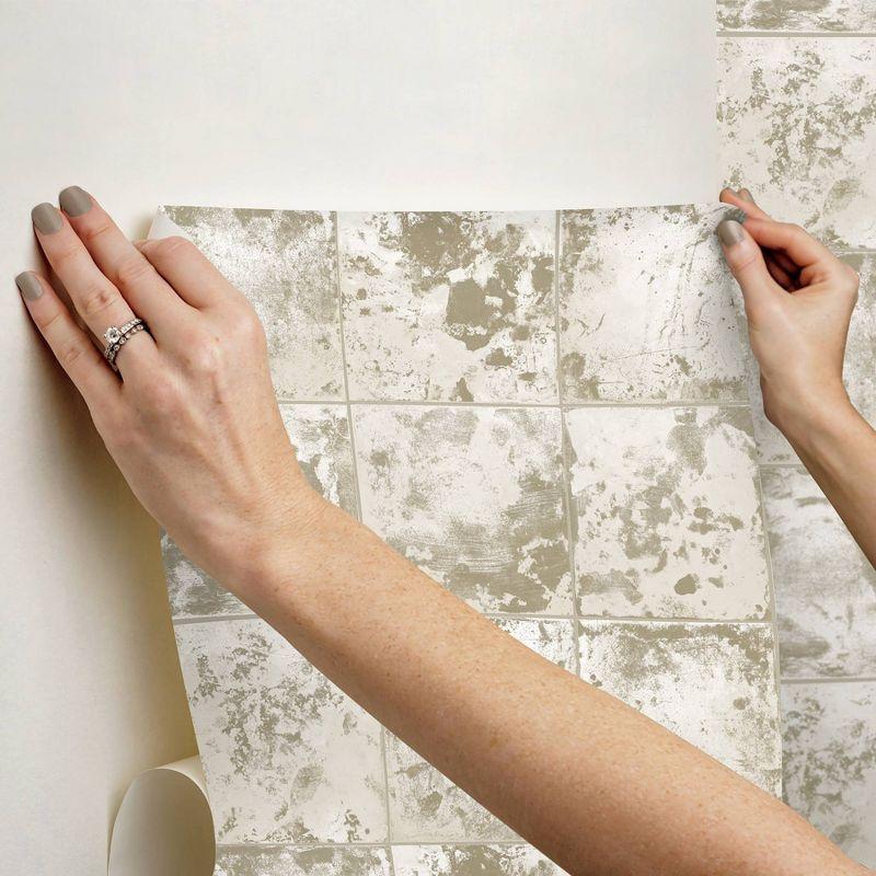 Brewster Peel and Stick 1pc Wallpaper Metal Sheet Silver