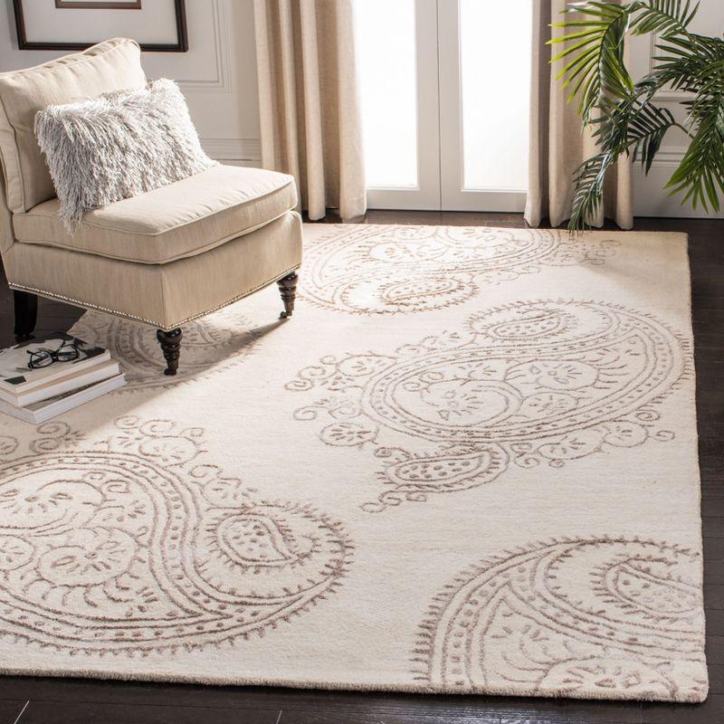 Ivory Beige 6' x 9' Hand-Tufted Wool Viscose Area Rug