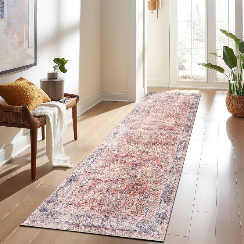 World Rug Gallery Vintage Bordered Machine Washable Non Slip Area Rug