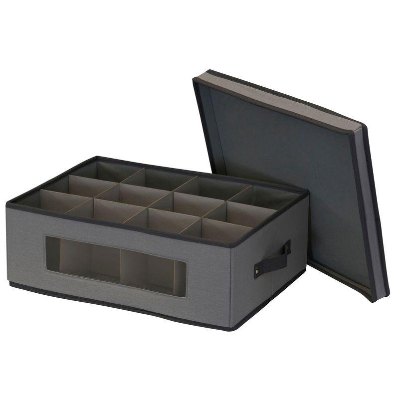 Gray Fabric Stackable Lidded Storage Box with Window