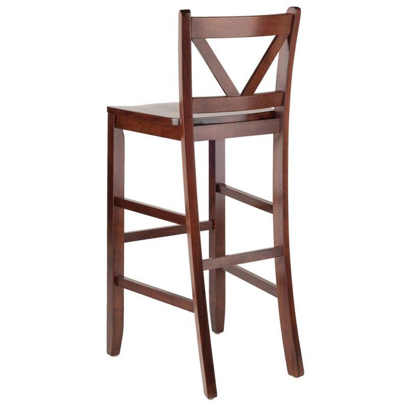 Set of 2 Victor V-Back 30" Barstool Wood/Walnut - Winsome: Solid Wood, High Back, Unupholstered