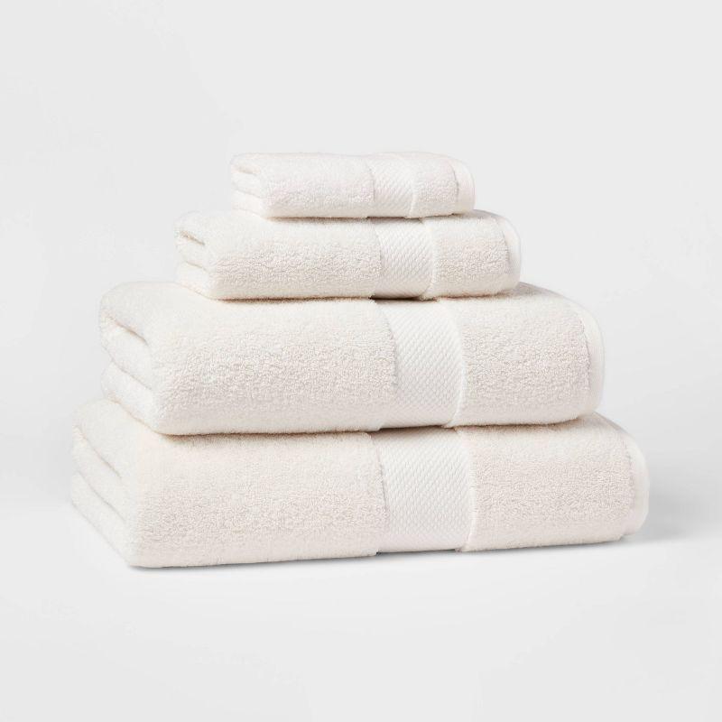 Performance Plus Hand Towel Cream - Threshold™: 100% Cotton, Fade-Resistant, Terry Construction, OEKO-TEX Certified