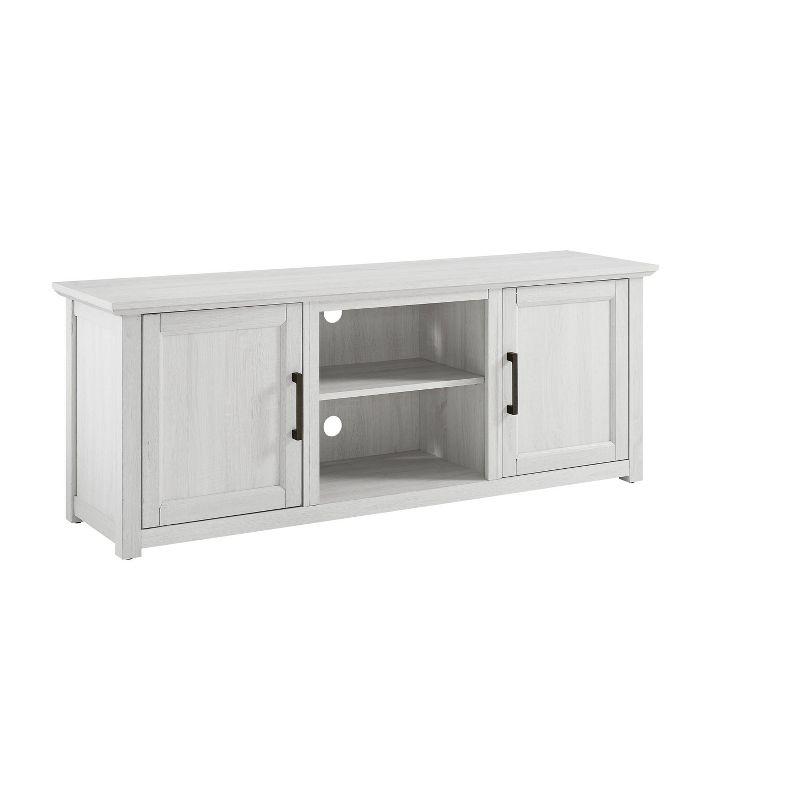 Whitewash Low Profile TV Stand with Cabinets