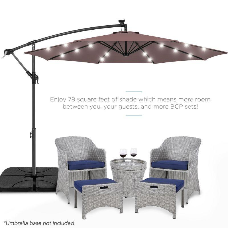 Best Choice Products 10ft Solar LED Offset Hanging Outdoor Market Patio Umbrella w/ Adjustable Tilt - Deep Taupe