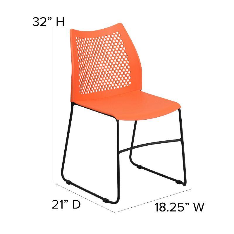 Hercules Series 661 lb Orange Plastic Air-Vent Stack Chair