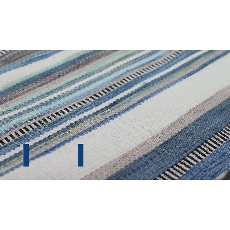 Coastal Stripe Navy Synthetic 2' x 8' Reversible Outdoor Runner Rug