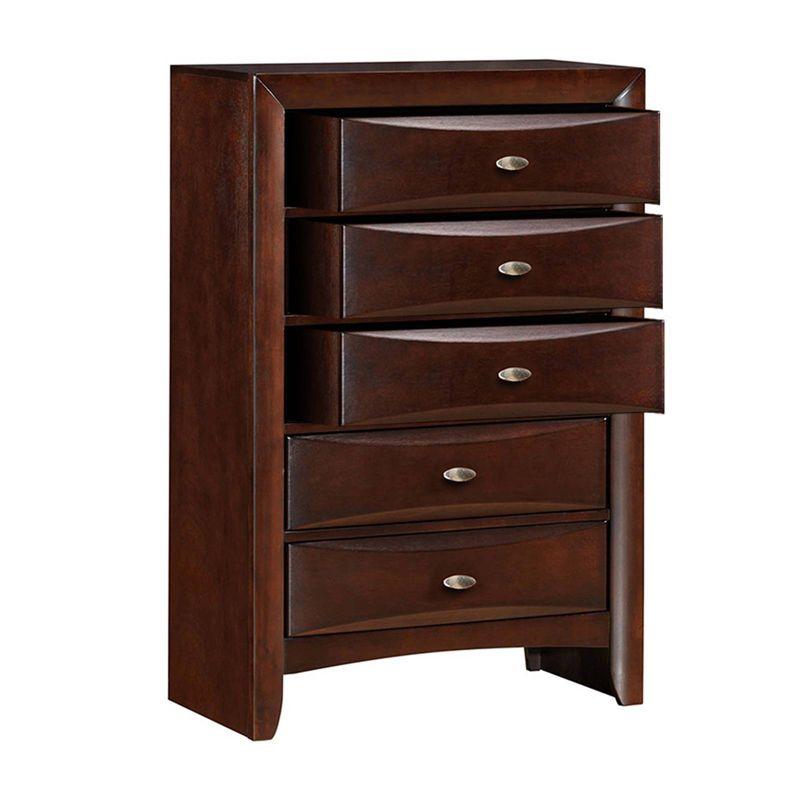 Acme Furniture 32" Ireland Chest Espresso: 5-Drawer Wood Storage, Metal Glides, No Assembly Required