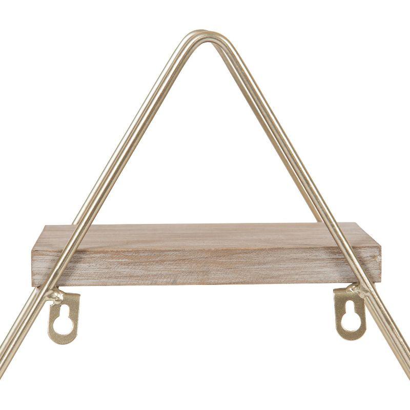 Kate & Laurel All Things Decor 20.8" x 24.2" Tilde Three-Tier Triangle Wood and Metal Wall Shelf Natural/Gold