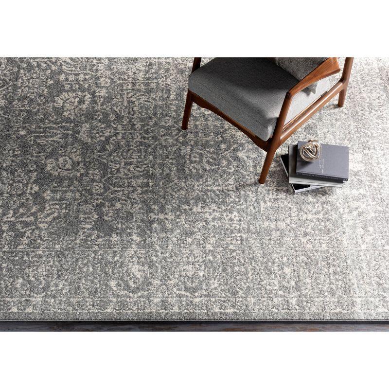 Elegant Gray Tufted Rectangular Synthetic Area Rug