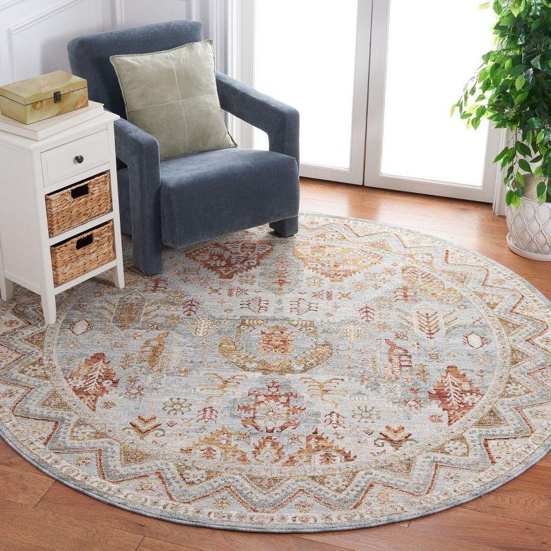 Hamilton HLT104 Power Loomed Area Rug - Blue/Gold Rust - 6'7" round - Safavieh.