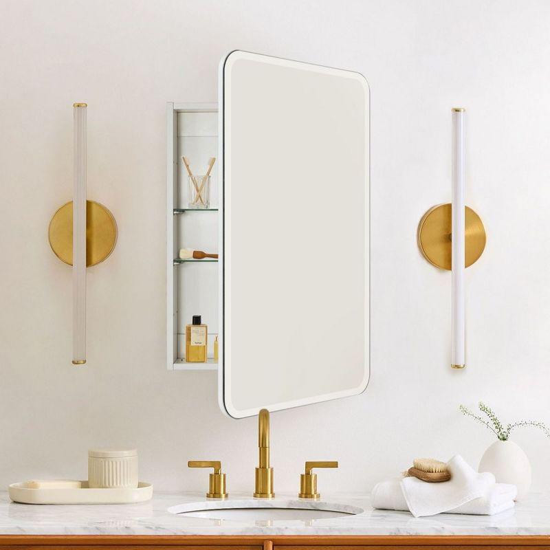 TEHOME 24 in. W x 30 in. H Rectangular Recess and Surface Mount Frameless Medicine Cabinet with Mirror