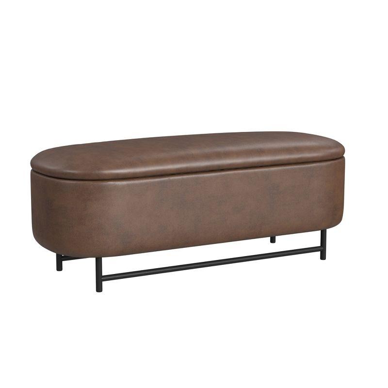 Homepop Ellipse Storage Bench With Metal Legs - Brown