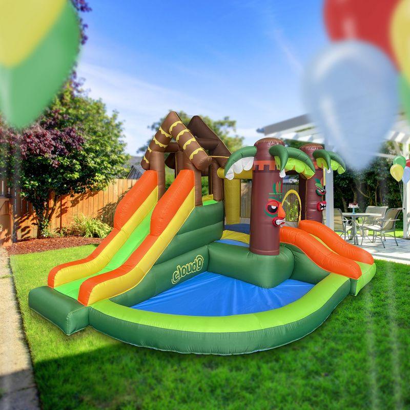 Cloud 9 Bounce House, Jungle Theme, with Blower - Inflatable Bouncer with Two Slides, Jumping Area, and Ball Pit