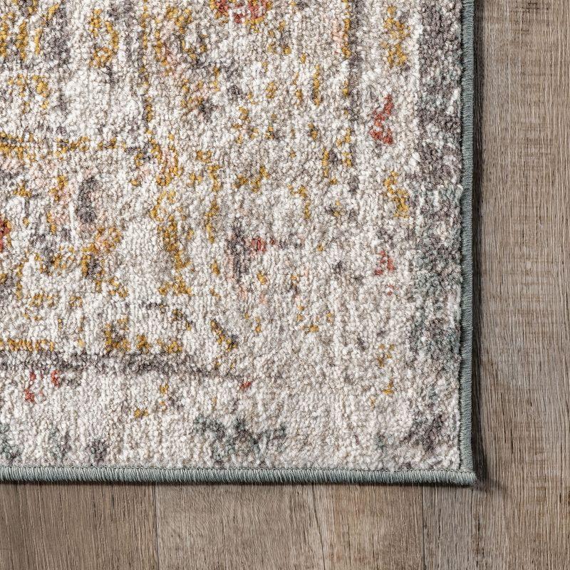 Nuloom 6 Square Justine Vintage Medallion Indoor Area Rug, Beige, Faded Persian Design, Stain Resistant, BedroomLiving Room, Kitchen,
