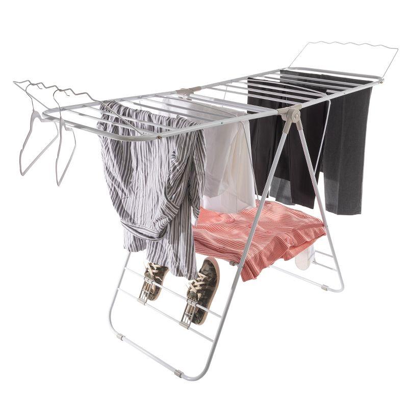 White Aluminum Collapsible Indoor/Outdoor Laundry Drying Rack