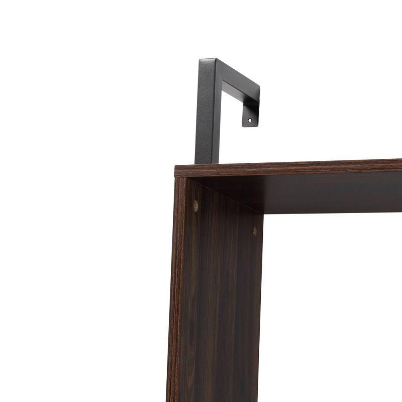 Fariat Walnut Wood and Metal Display Shelf with Desk Brown/Black - Baxton Studio