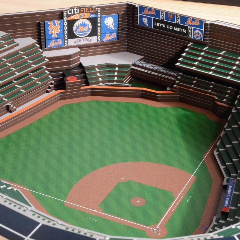 New York Mets 3D Stadium Timber Wall Art with Dark Frame