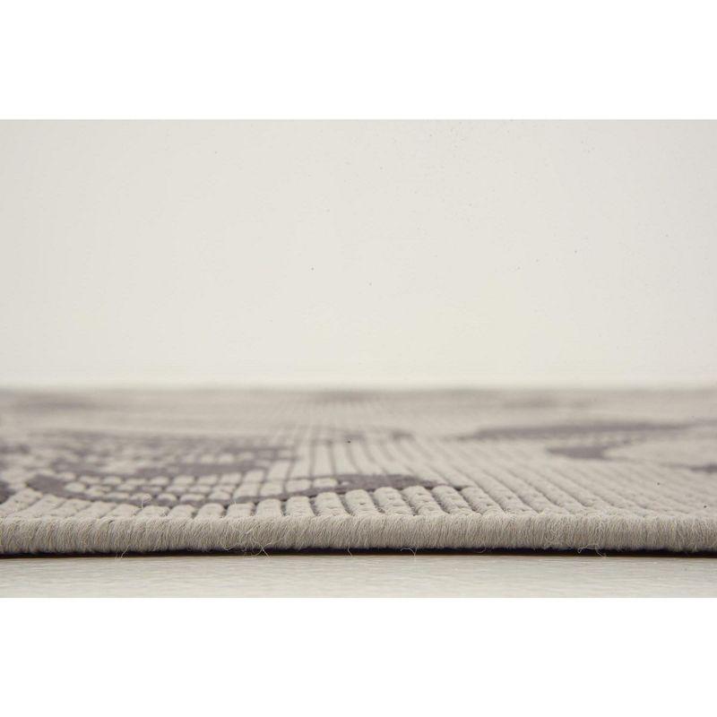 Unique Loom 6' 1 x 6' 1 Square Gray Outdoor Botanical Floral Area Rug