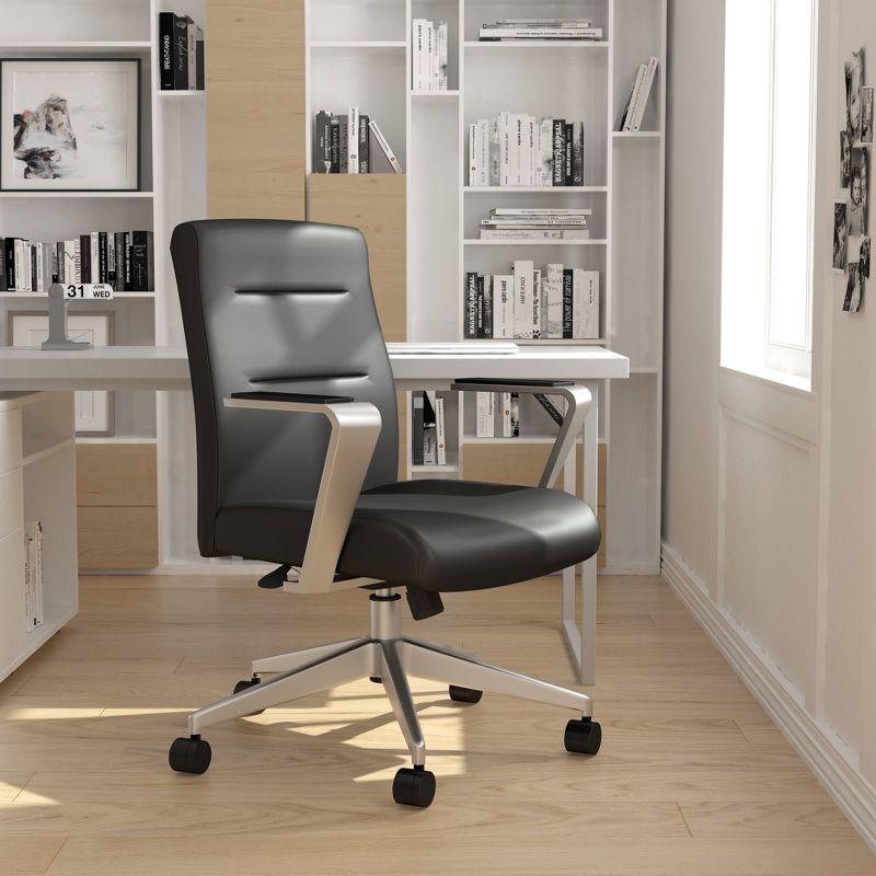 Black Vinyl Executive Swivel Conference Chair with Metal Base