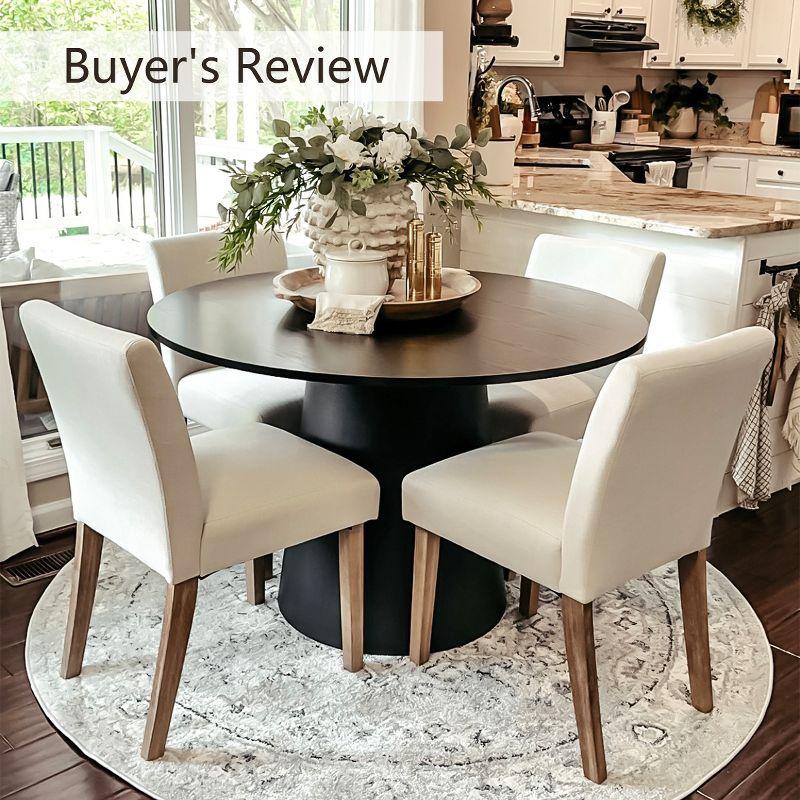 North Linen Dining Chairs Set Of 2,Beige Upholstered Parsons Chairs With Rubberwood Legs-Maison Boucle