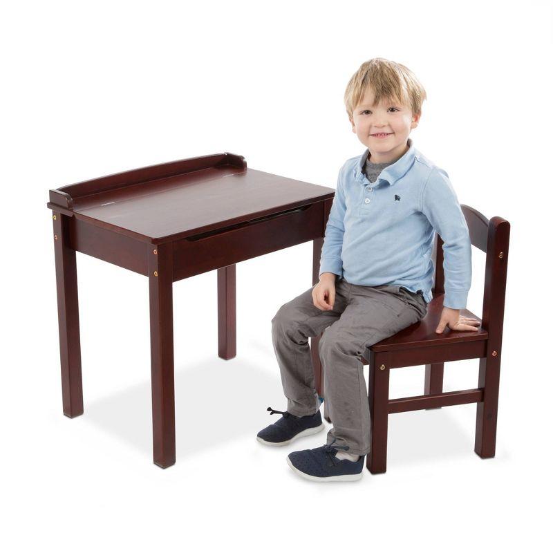 Melissa & Doug Wooden Child's Lift-Top Desk and Chair - Espresso