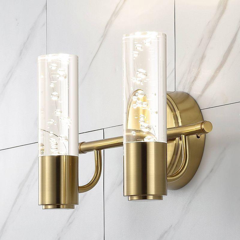 10.75" 2-Light Bolha Minimalist Bubble Acrylic/Iron Wall Sconce Light Brass/Gold - JONATHAN Y: ETL Listed, Modern Vanity Fixture