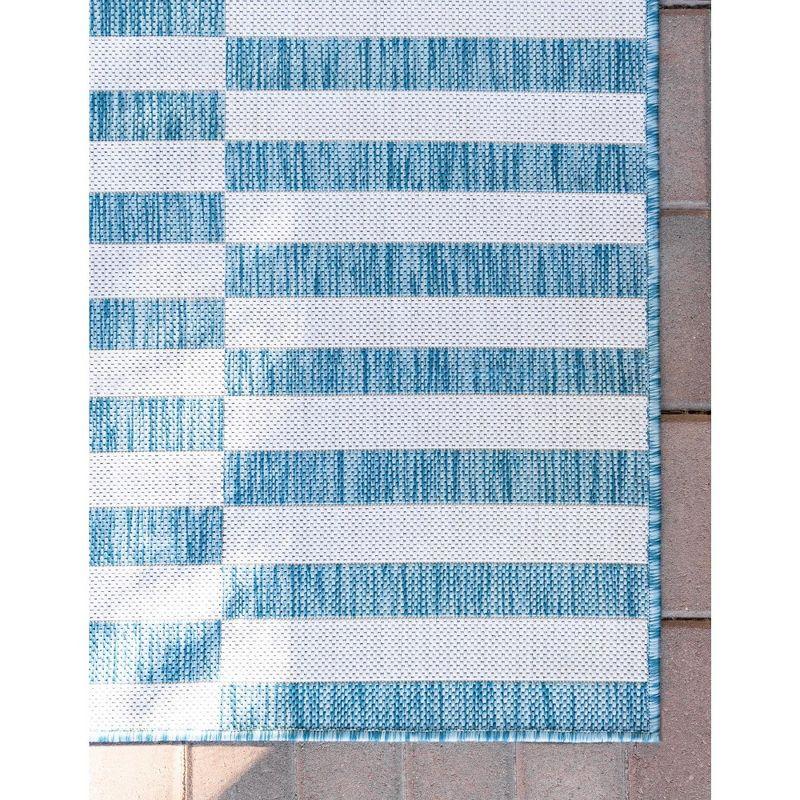 Unique Loom 4' 1 x 6' 1 Rectangle Indoor/Outdoor Striped Light Aqua Area Rug