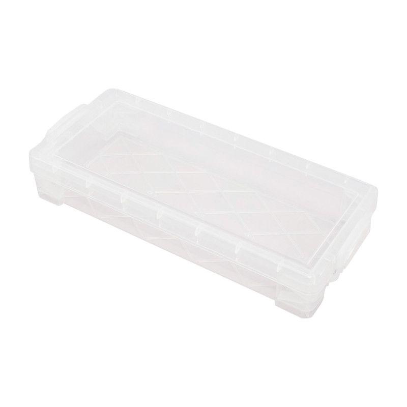 Clear Plastic Stackable Pencil Box with Snap Closure