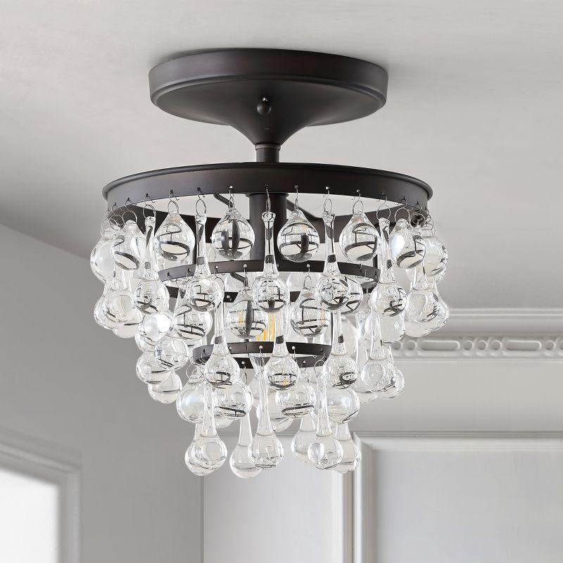 JONATHAN Y Toronto 10" Metal/Crystal LED Flush Mount, Oil Rubbed Bronze