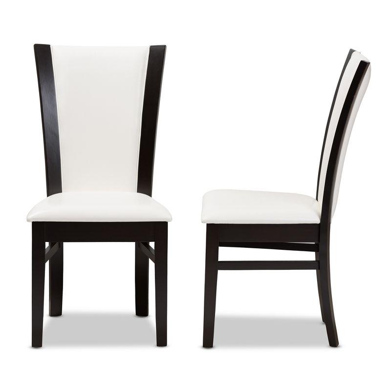 Set of 2 Adley Modern And Contemporary Finished Faux Leather Dining Chairs White/Dark Brown - Baxton Studio