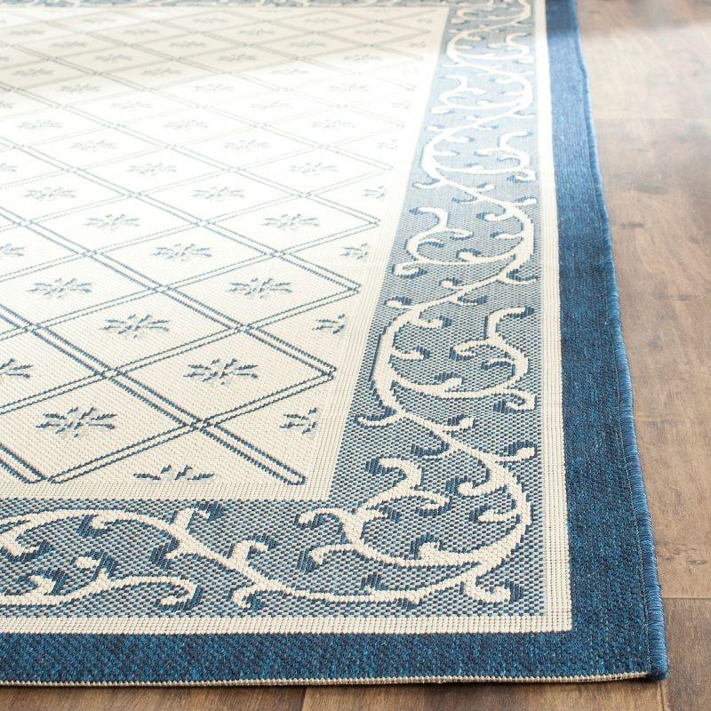 Natural and Blue Synthetic Flat Woven Indoor/Outdoor Area Rug