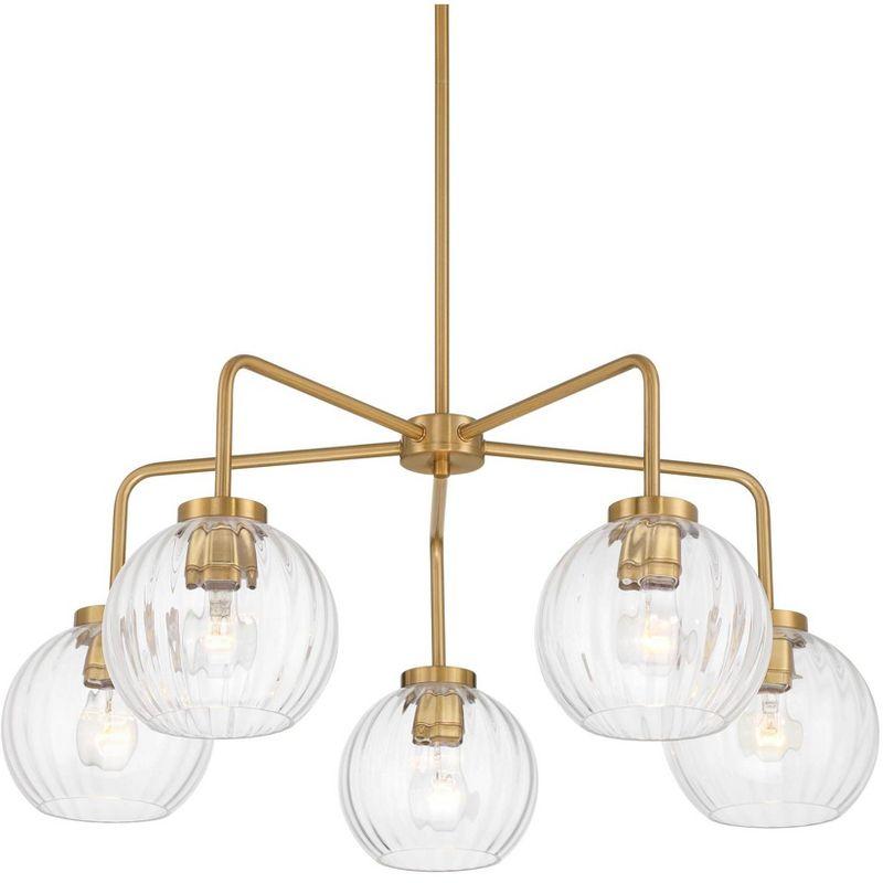 Possini Euro Design Mandy 30" Modern Pendant Chandelier Ceiling Light Fixture Dining Room Over Table Hanging 5-Light Clear Plated Gold Finish