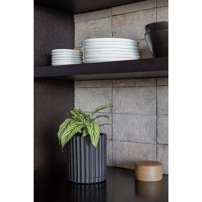 Veradek Mason Series Demi 6" Plastic-Stone Planter 2-Pack Black