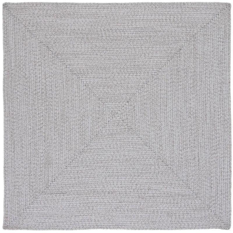 Handwoven Braided Silver & Grey Square Area Rug - 4' x 4'