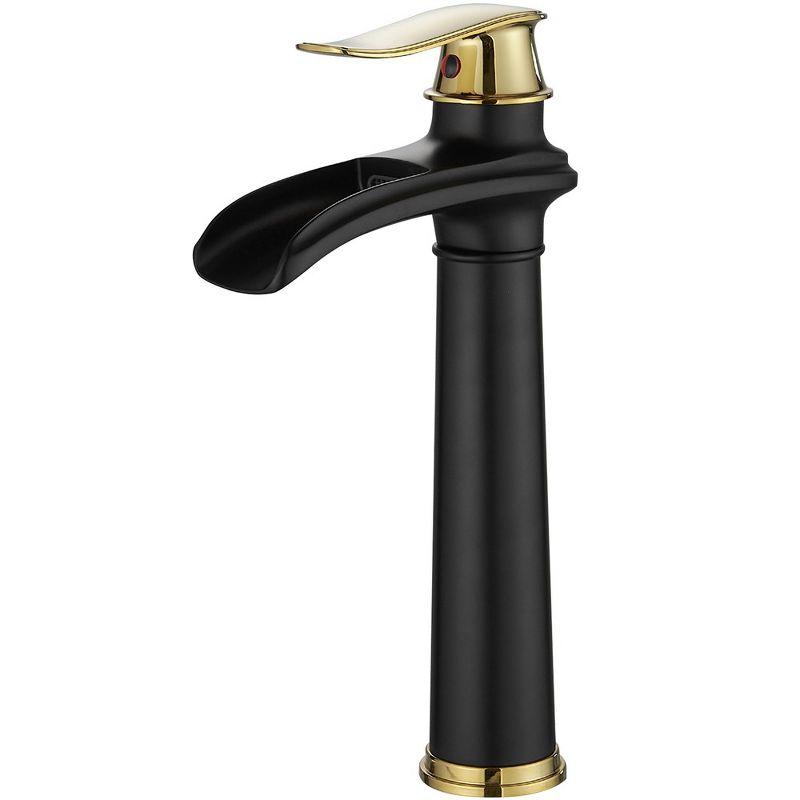 Gold and Black Waterfall Single Handle Bathroom Vessel Faucet