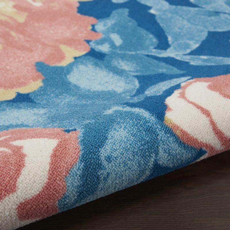 Waverly Floral Blue Outdoor Area Rug
