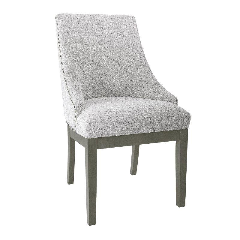 HomePop Upholstered Side Chair Neutral: Polyester Armless Accent Chair, Swoop Back Design, Plywood Frame