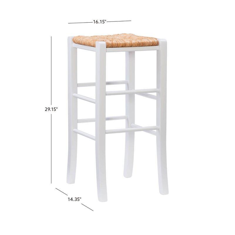 Set of 2 Gianna Backless Handwoven Rush Seat Barstools White - Linon: Solid Wood, 29" Height