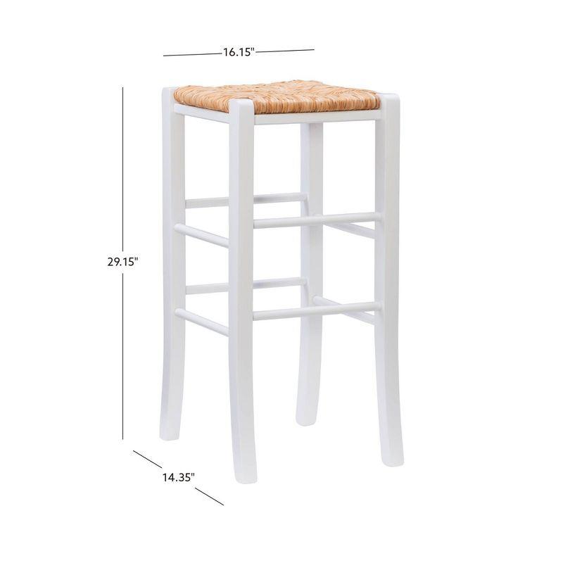 Gianna 37" White Solid Wood Backless Barstools, Set of 2