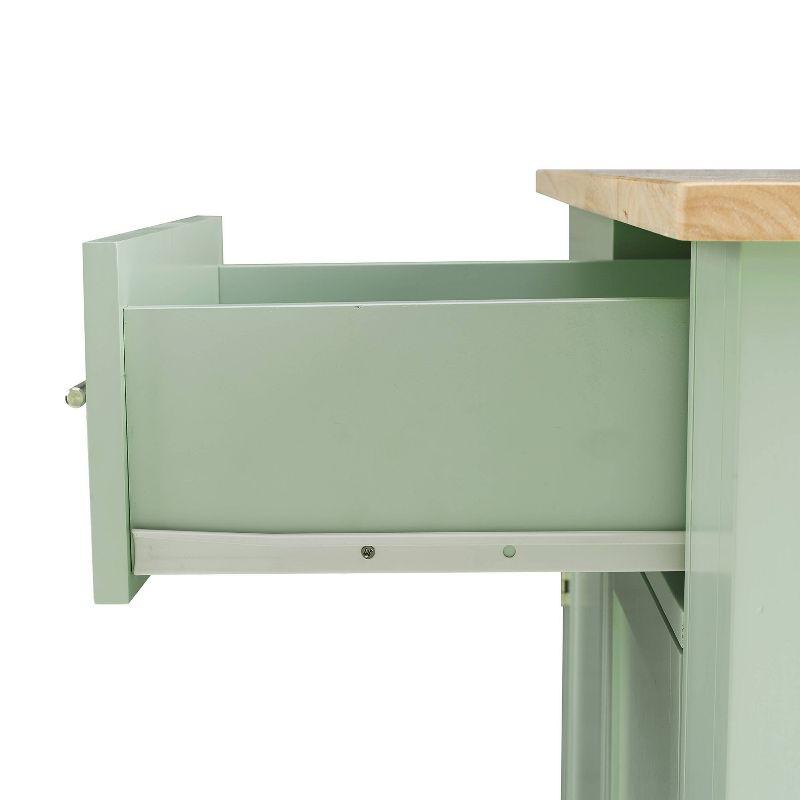 Savannah Wood Top Drop Leaf Kitchen Island/Cart Mint - Crosley: Adjustable Shelves, Spice Rack, Caster Wheels