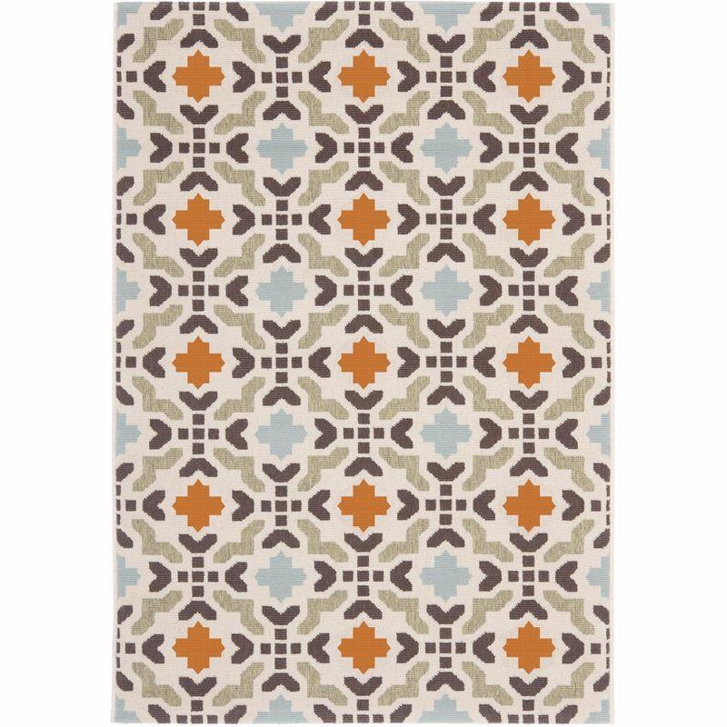 Veranda VER080 Power Loomed Indoor/Outdoor Accent Rug - Cream/Terracotta - 2'x3'7" - Safavieh