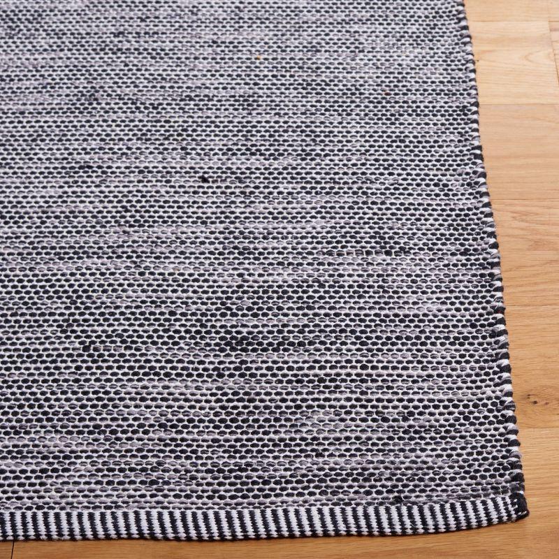 Handwoven Coastal Black Cotton 4' x 6' Flatweave Area Rug