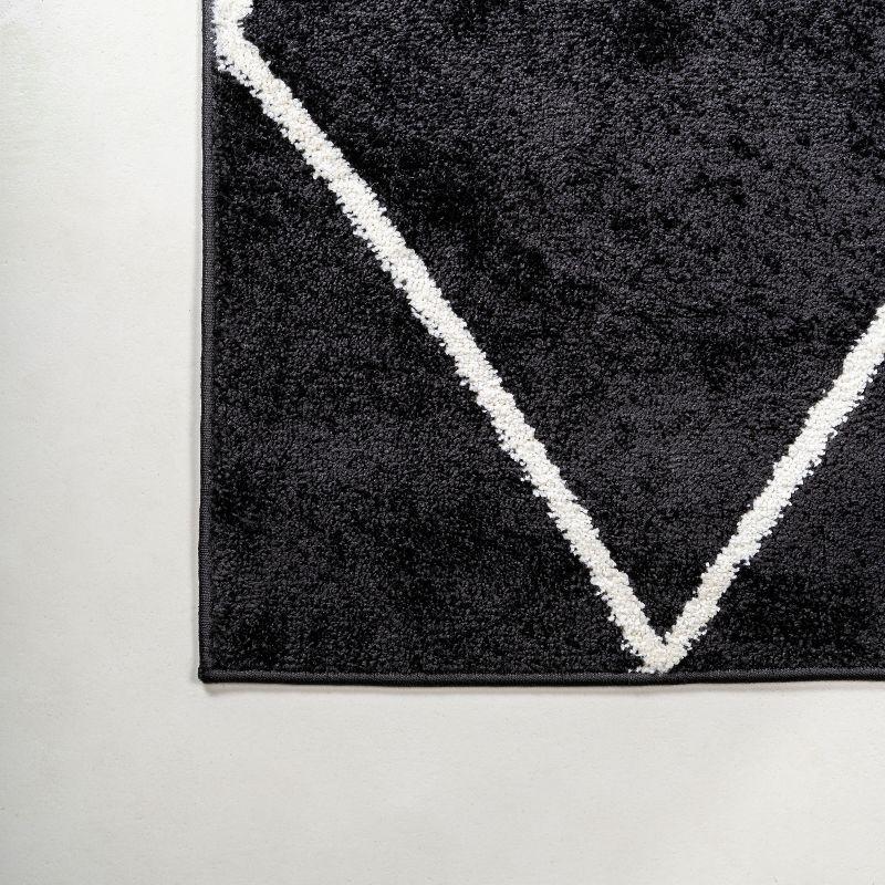2'x10' Cole Minimalist Diamond Trellis Runner Rug, Black/White - JONATHAN Y