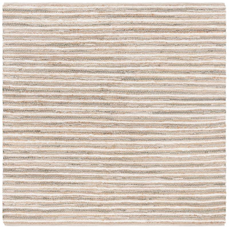 Cape Cod CAP151 Handmade Woven Area Rug - Natural/Green - 6' X 6'  Square - Safavieh