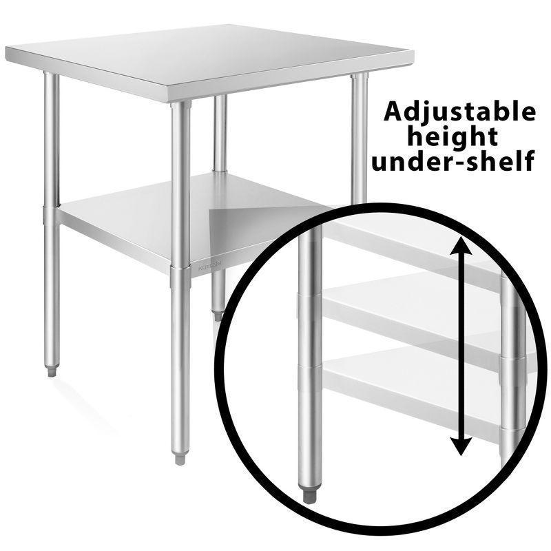 KUTLER Stainless Steel 34.5'' H Heavy Duty Prep Table with Undershelf