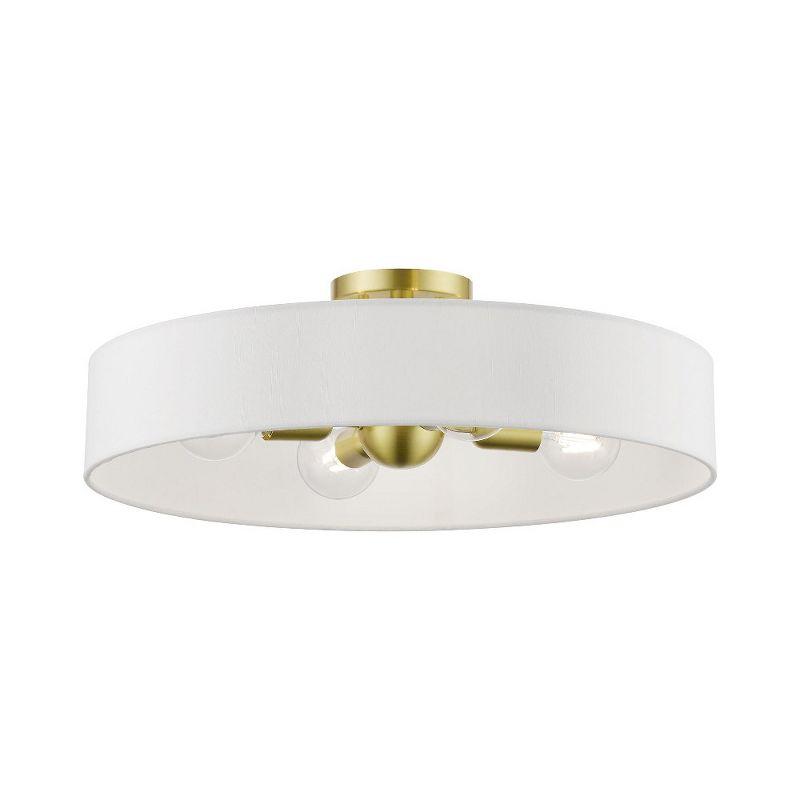 Livex Lighting Venlo 4 - Light Semi-Flush Mount in  Satin Brass/Shiny White