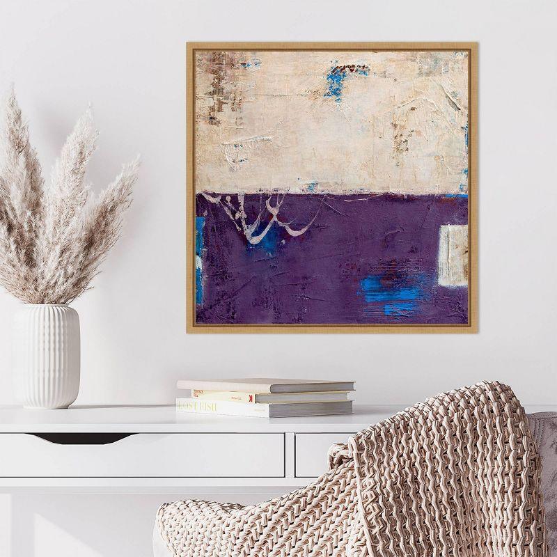 Erin Ashley Abstract Purple and Cream Canvas Wall Art with Maple Frame