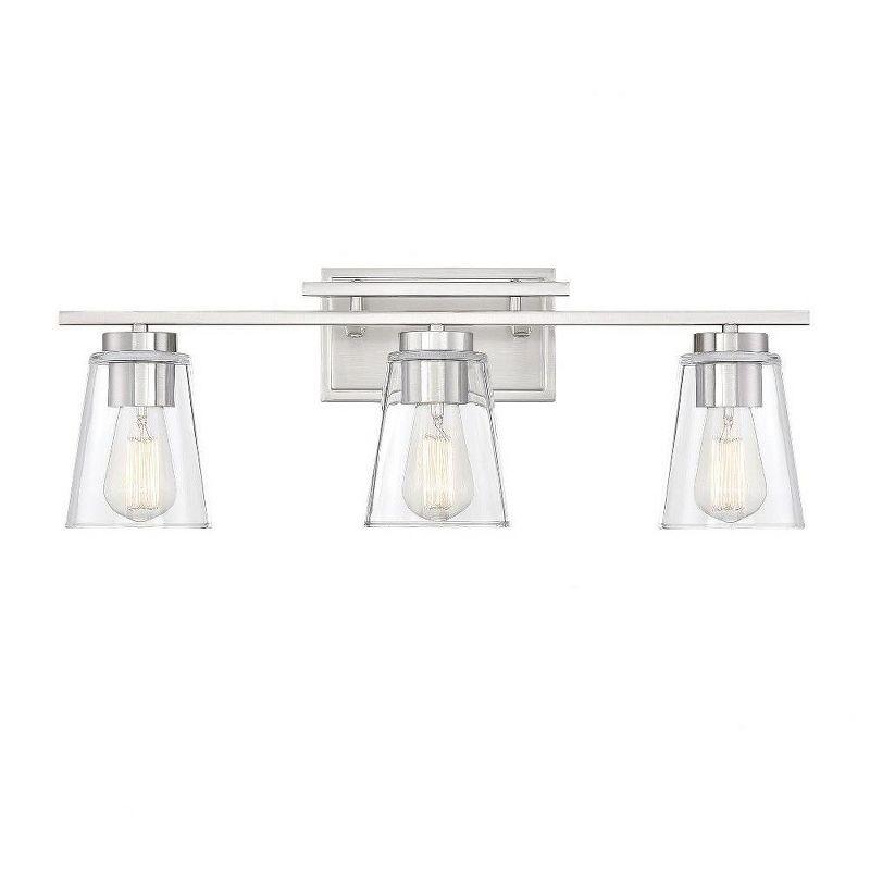 Calhoun 3-Light Satin Nickel Vanity Fixture with Clear Glass Shades