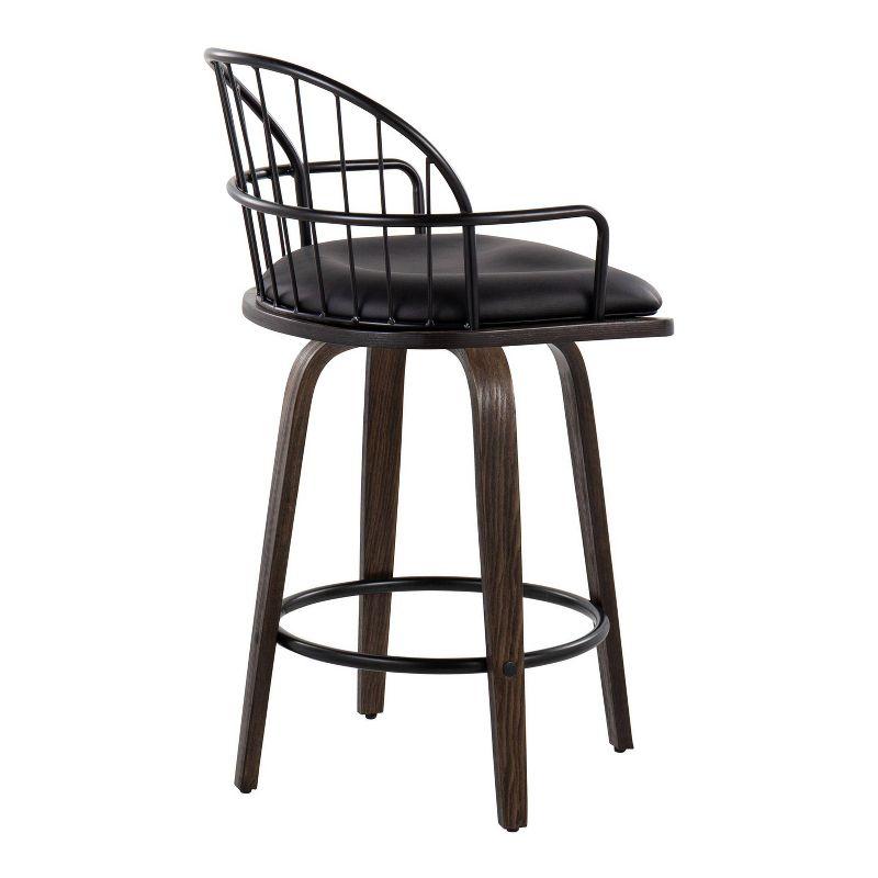 Set of 2 Riley Counter Height Barstools Walnut/Black - LumiSource: 26 inch, Swivel, Upholstered with Armrests
